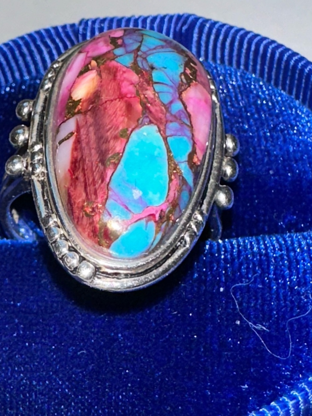 Blended Purple Spiny Oyster and Turquoise Ring sz 9